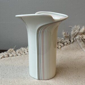 Porcelain Vase Medium Height 6" Tall Parallel Stripes Style 1970s